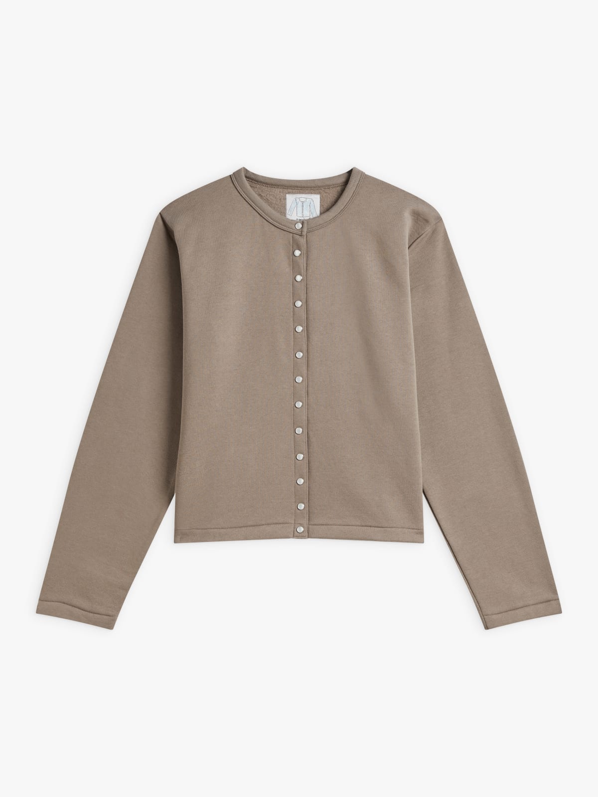 brown cotton fleece snap cardigan