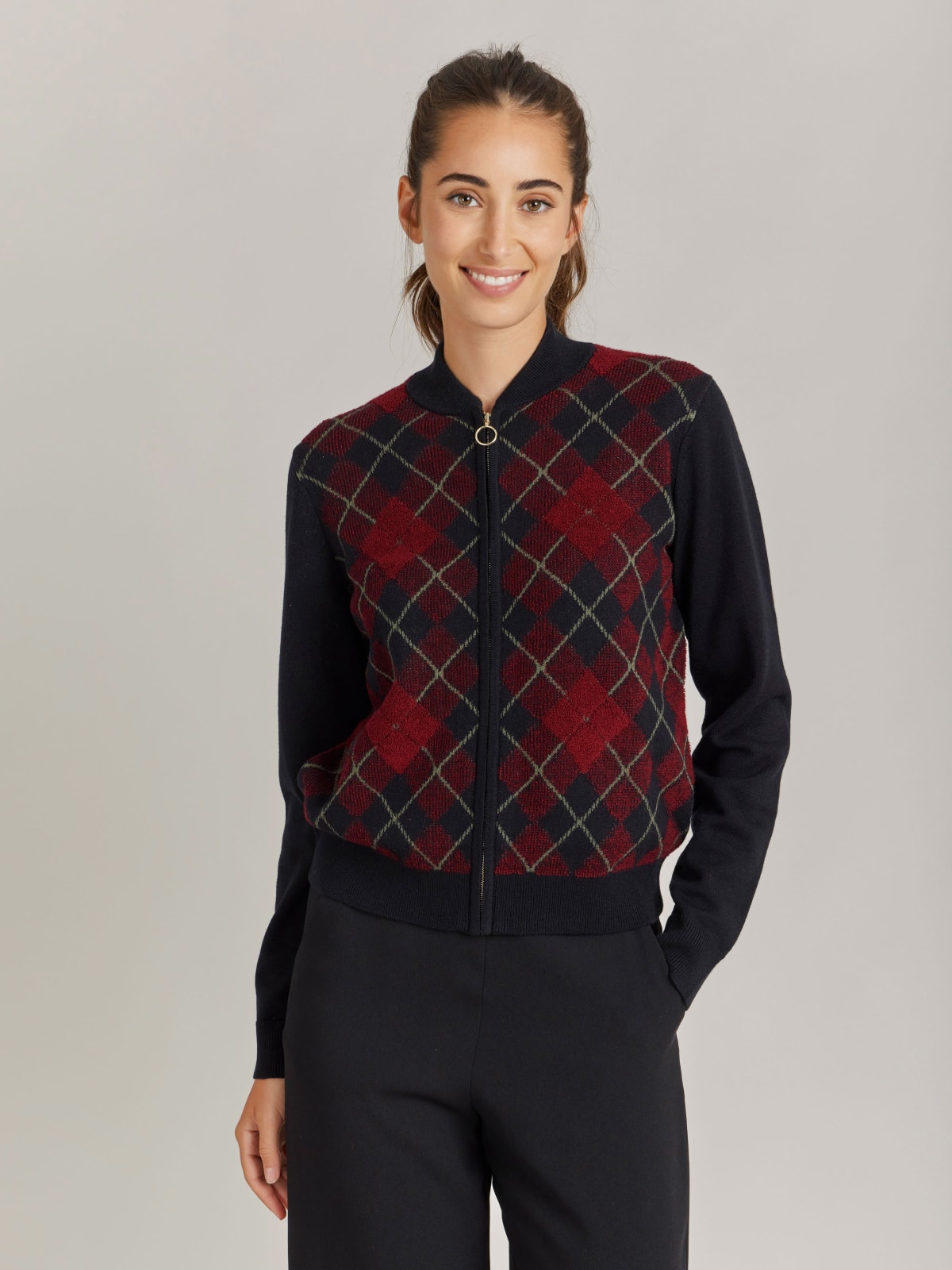 red wool jacquard Class jacket