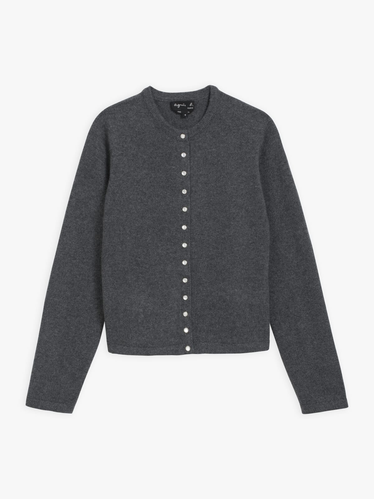 mottled grey cashmere Le Petit snap cardigan