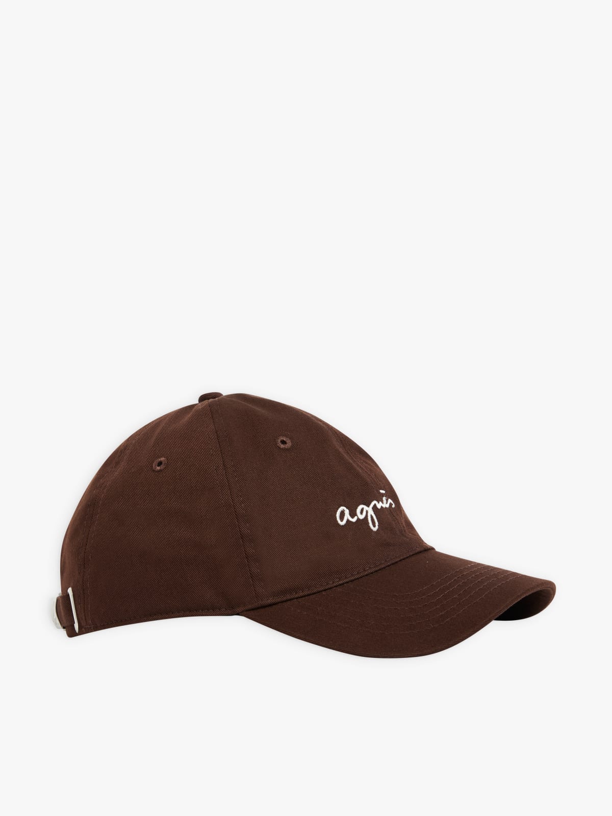 brown embroidered "agnès b." cap