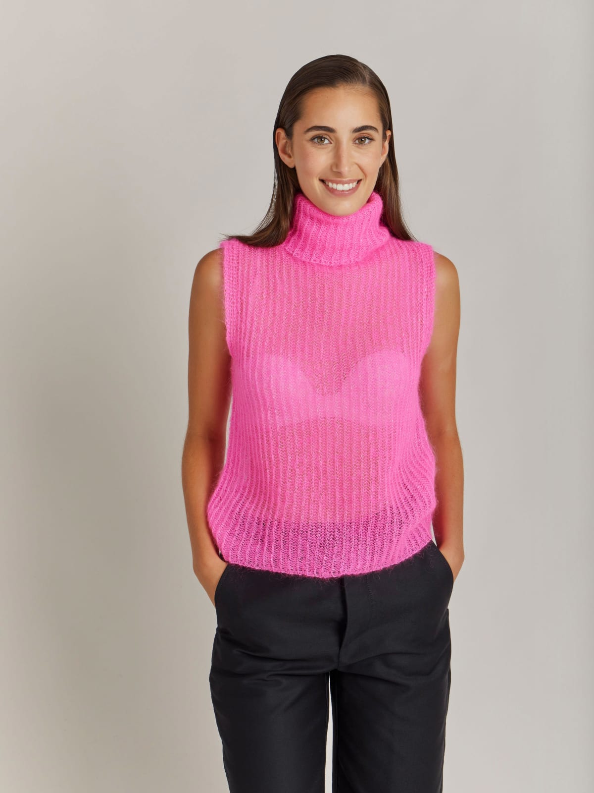 pink mohair English ribbed Declic jumper