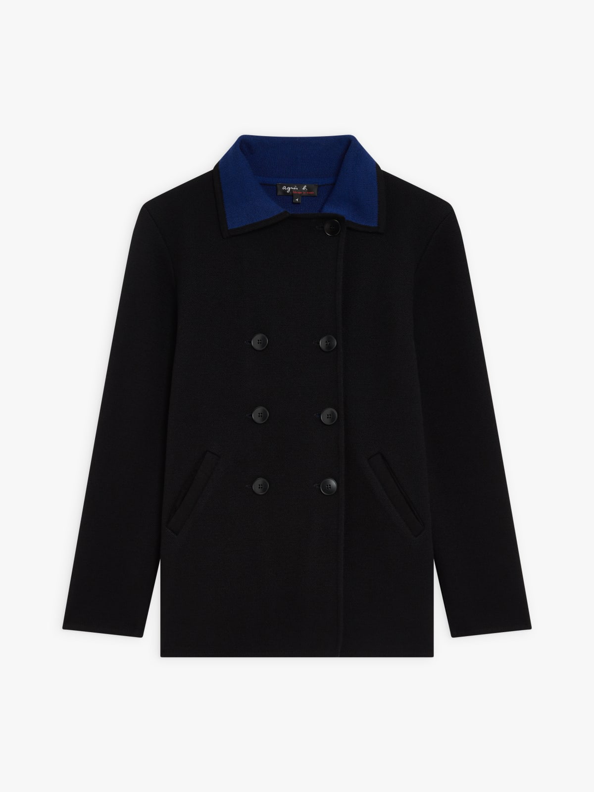 black and blue merino wool peacoat