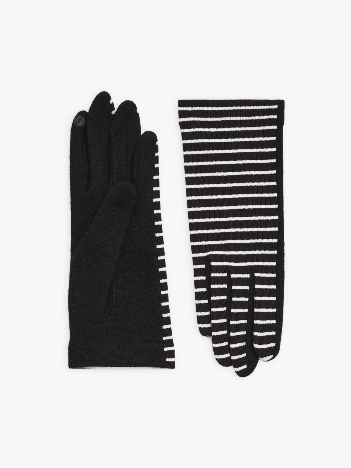 black wool Stripes gloves