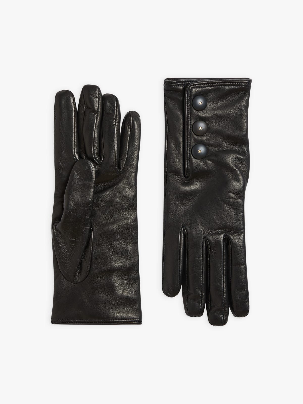 black plonge lambskin snap Gold gloves