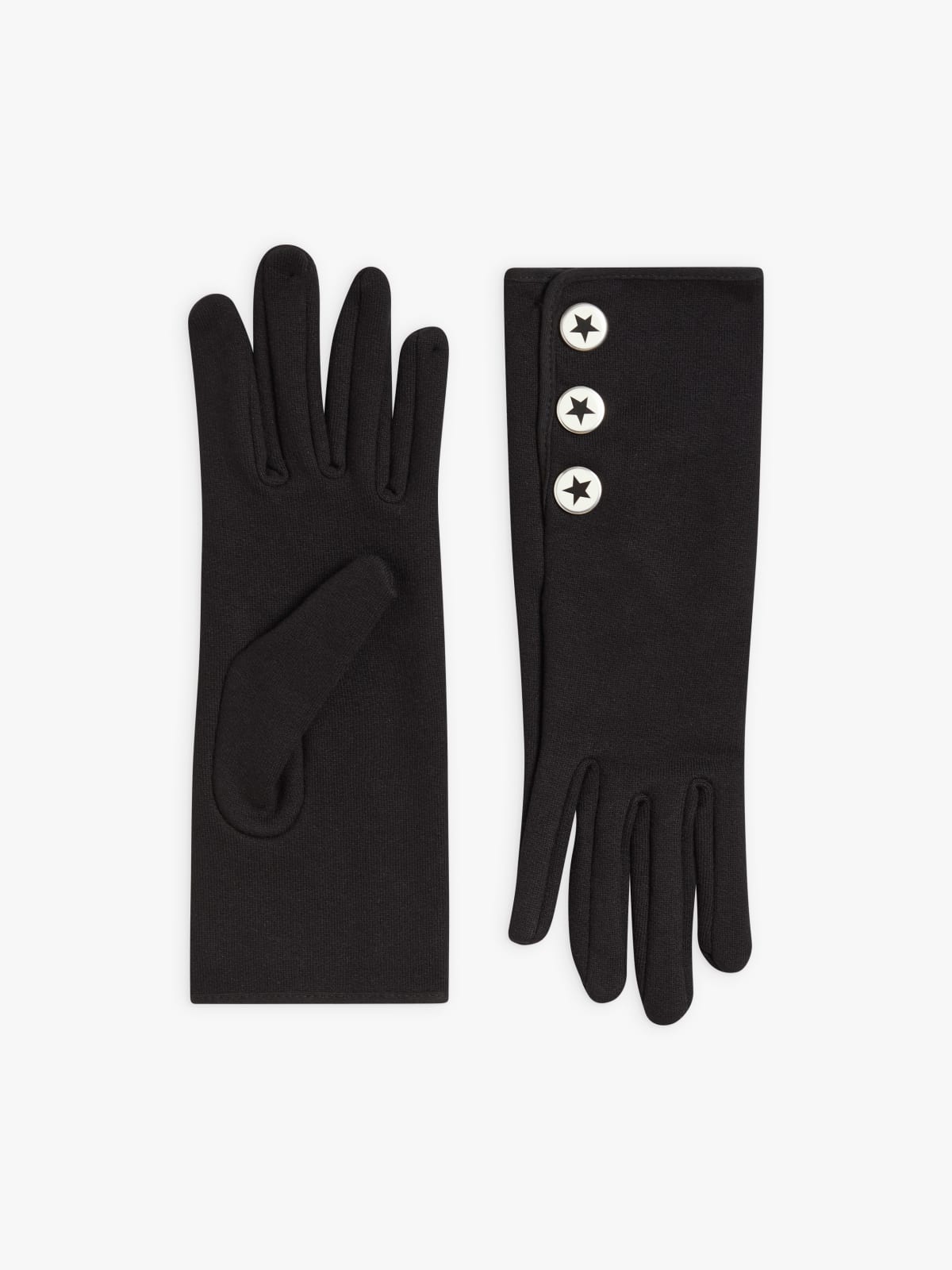 black cotton fleece snap Star gloves