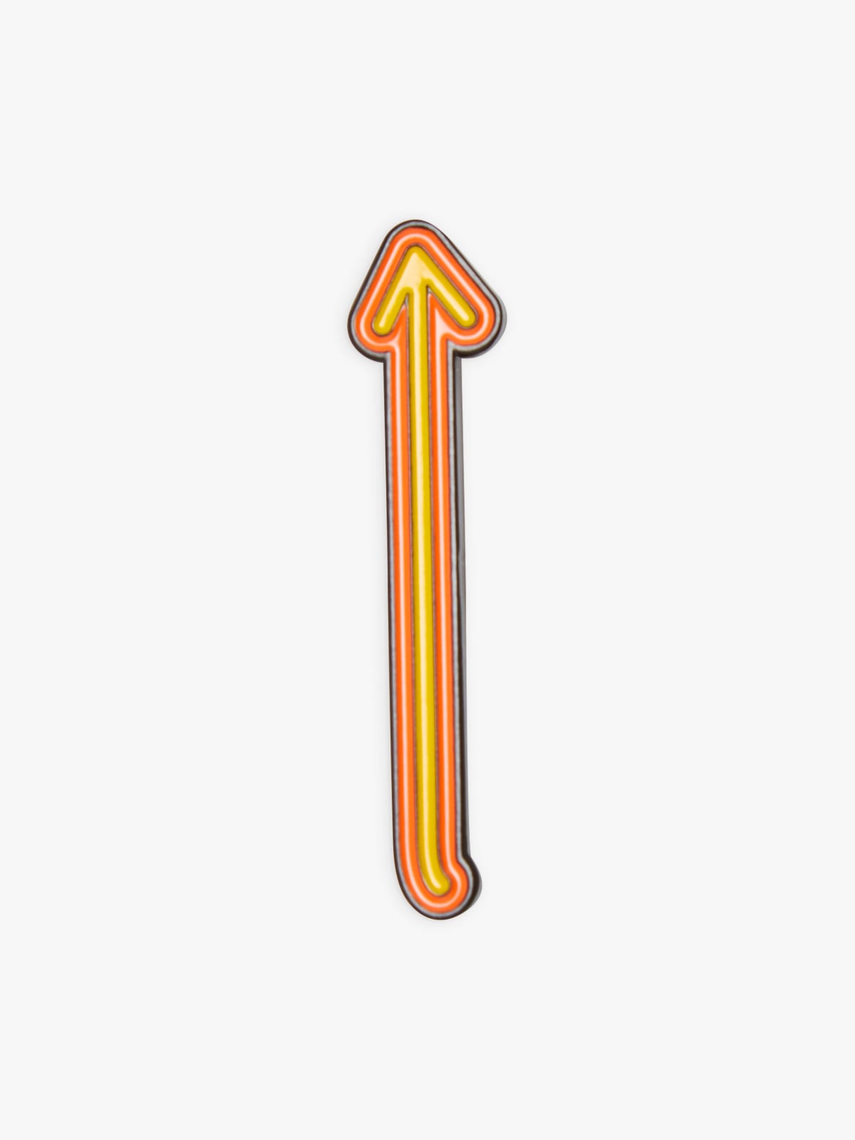 orange iron Flèche Néon (neon arrow) lapel pin