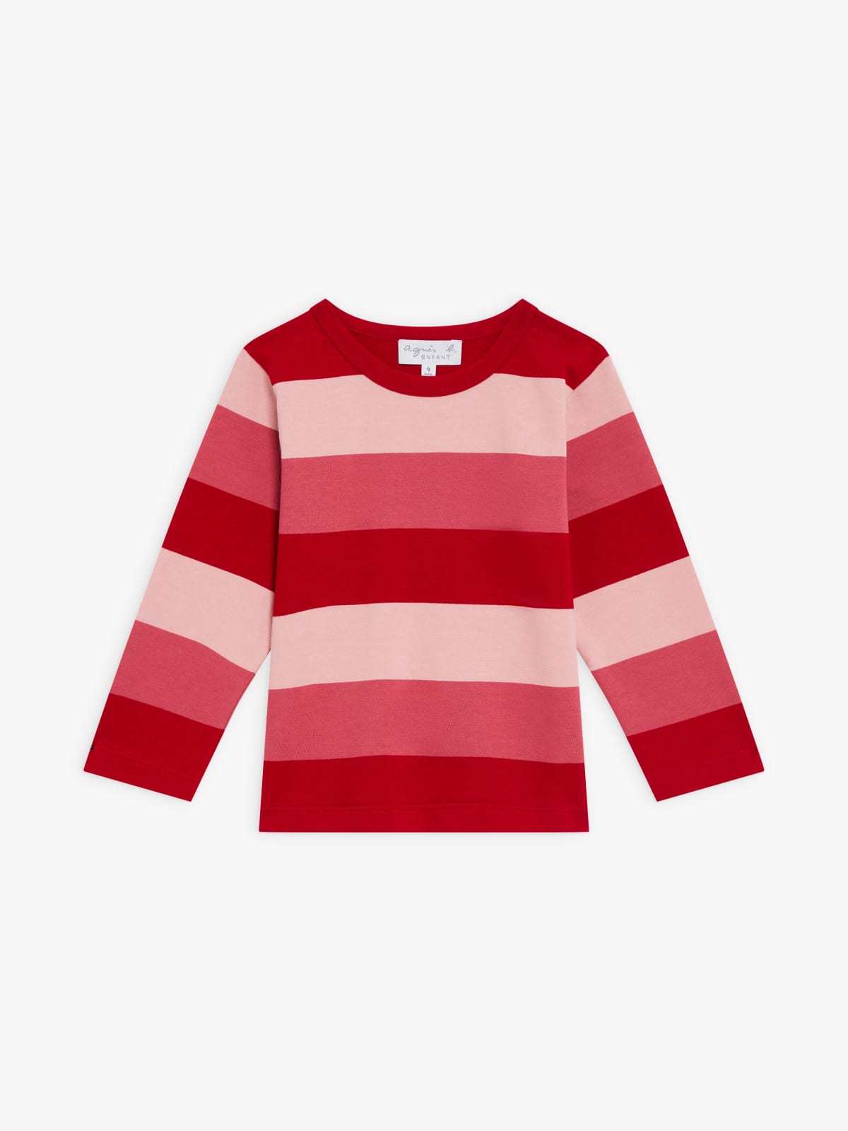 red and pink Coulos t-shirt in striped cotton jersey