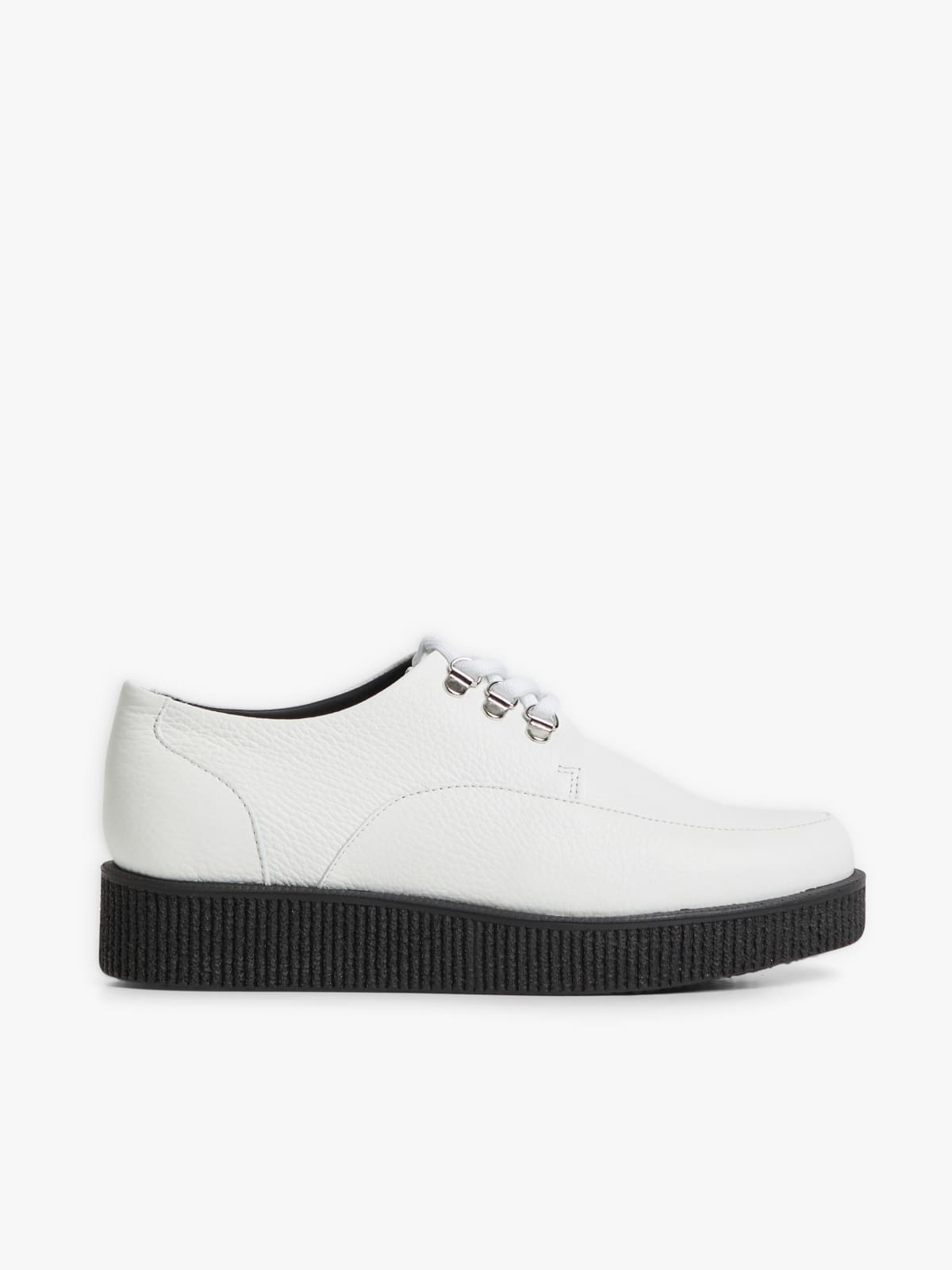 white grained leather amy creepers