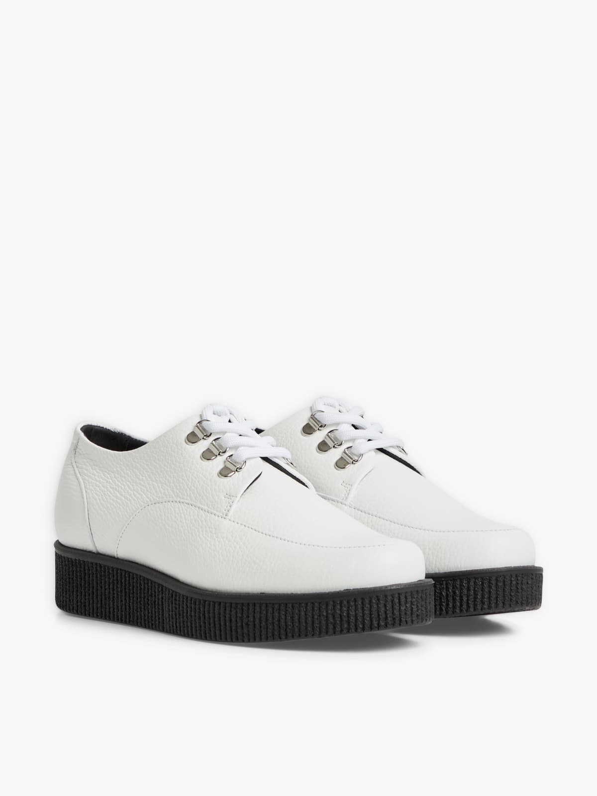 white grained leather amy creepers