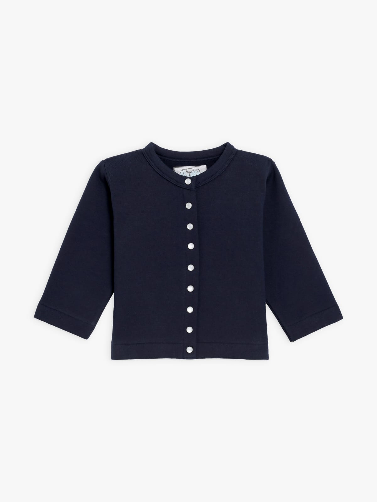 navy blue baby cotton fleece snap cardigan