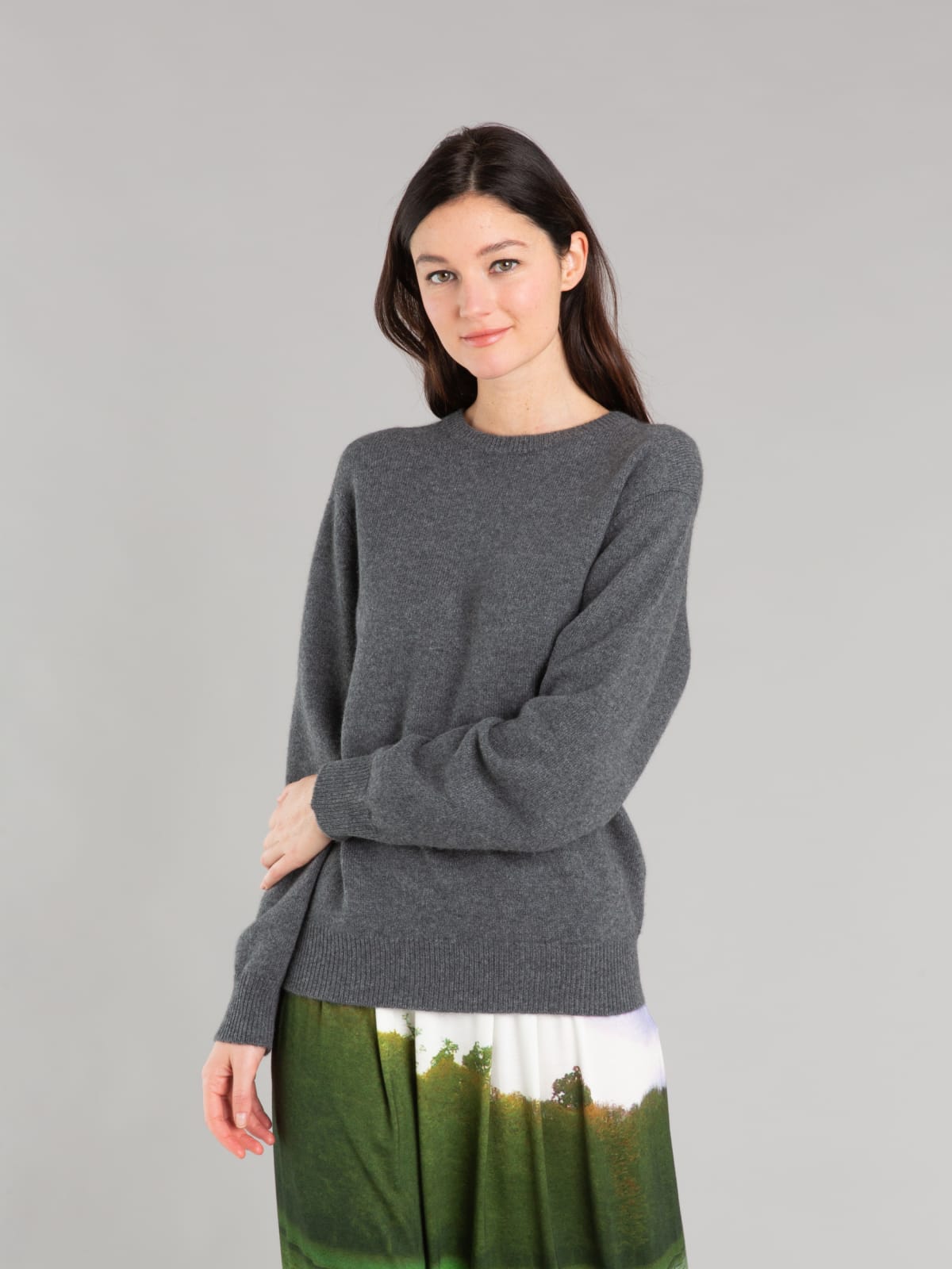 mottled grey cashmere AB jumper