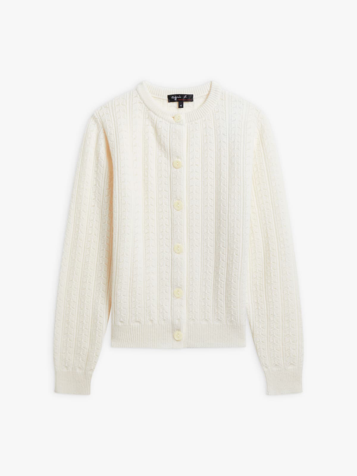 white pointelle wool cardigan