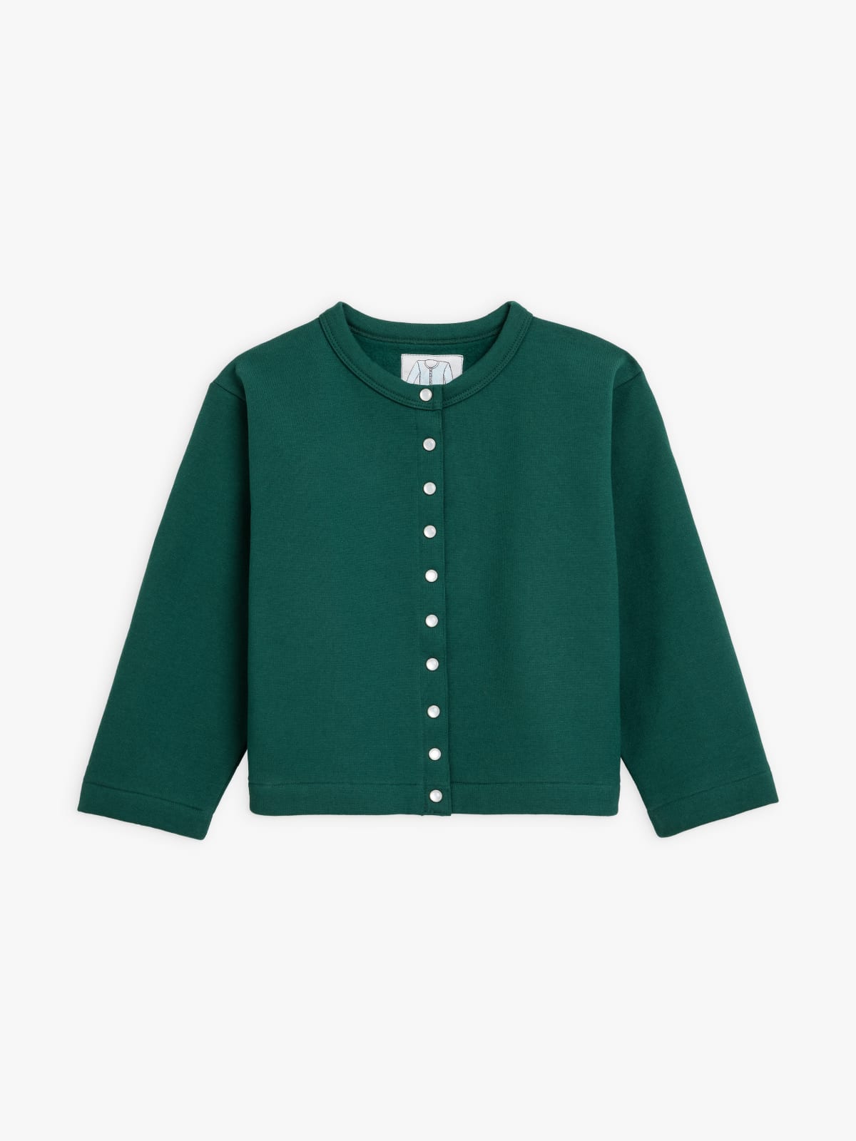 green cotton fleece snap cardigan