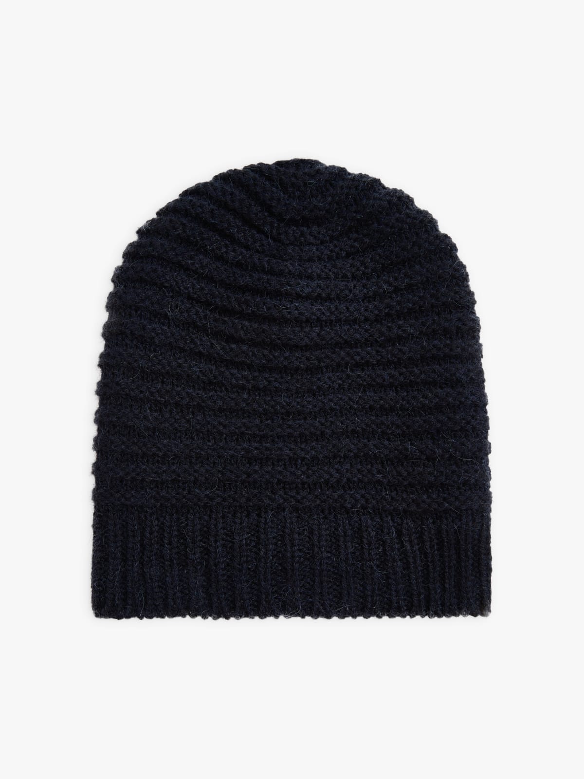 night blue wool and alpaca Isaac beanie hat