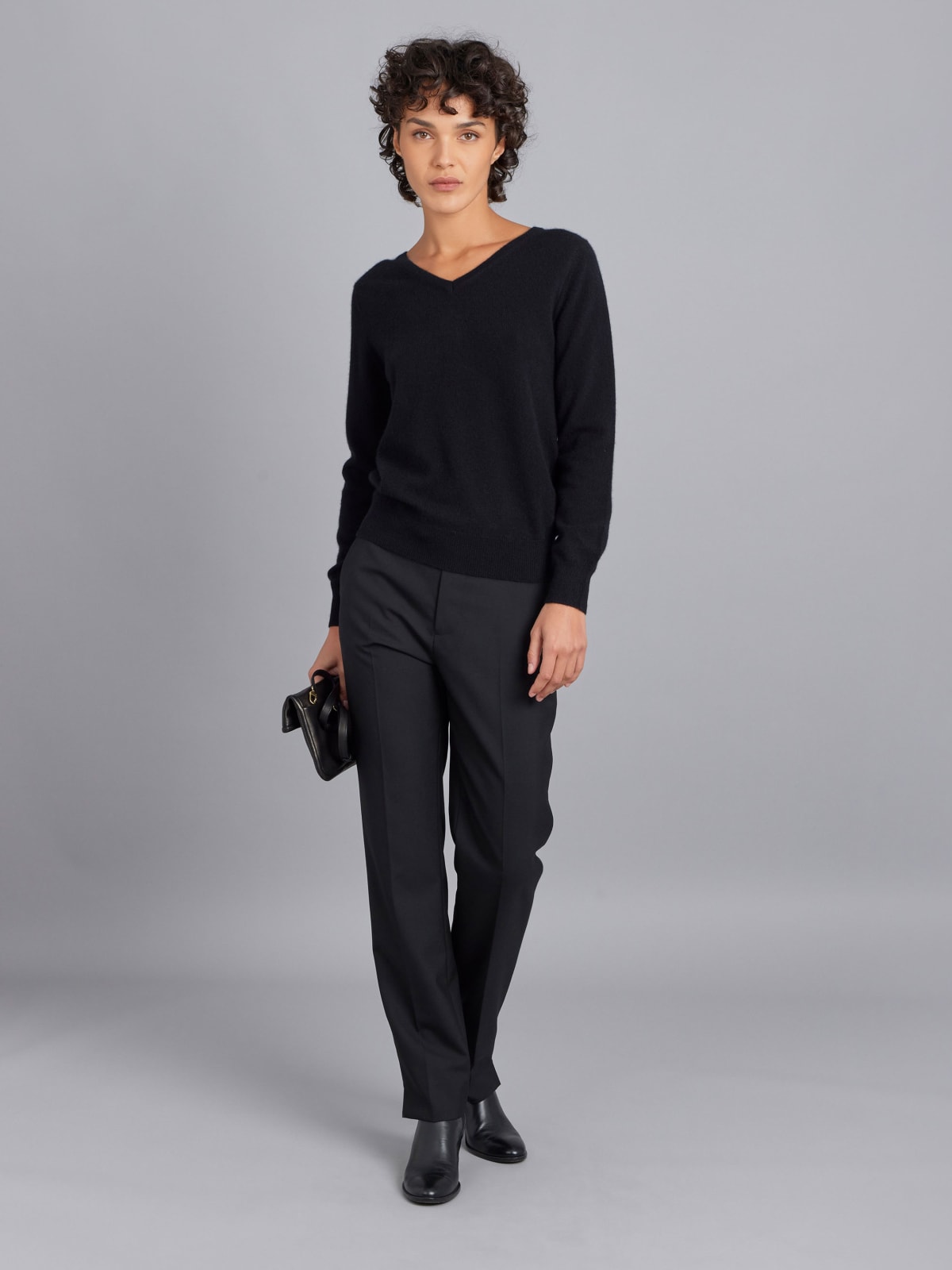 black cashmere long-sleeve Kristen jumper