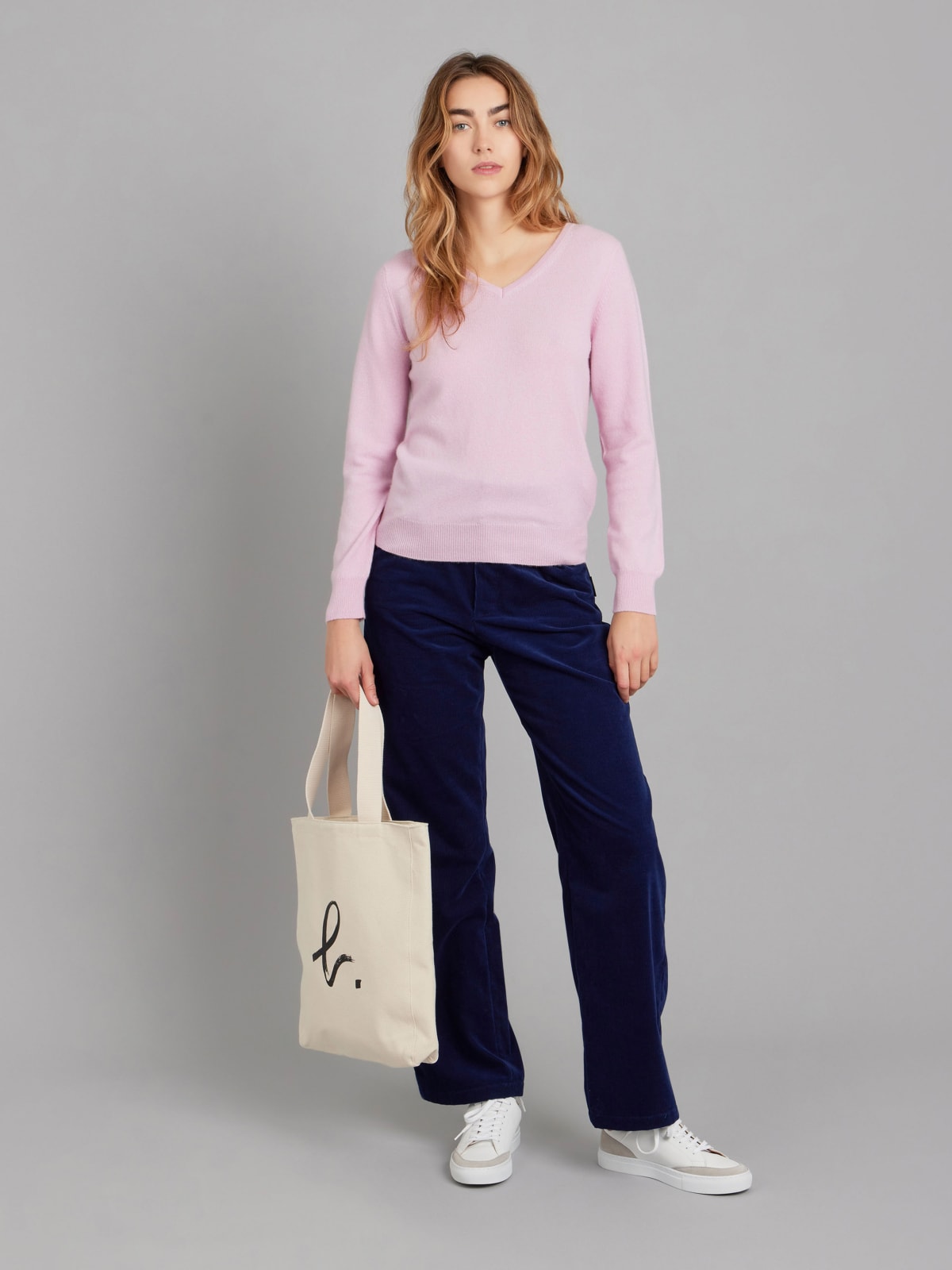 light pink cashmere long-sleeve Kristen jumper