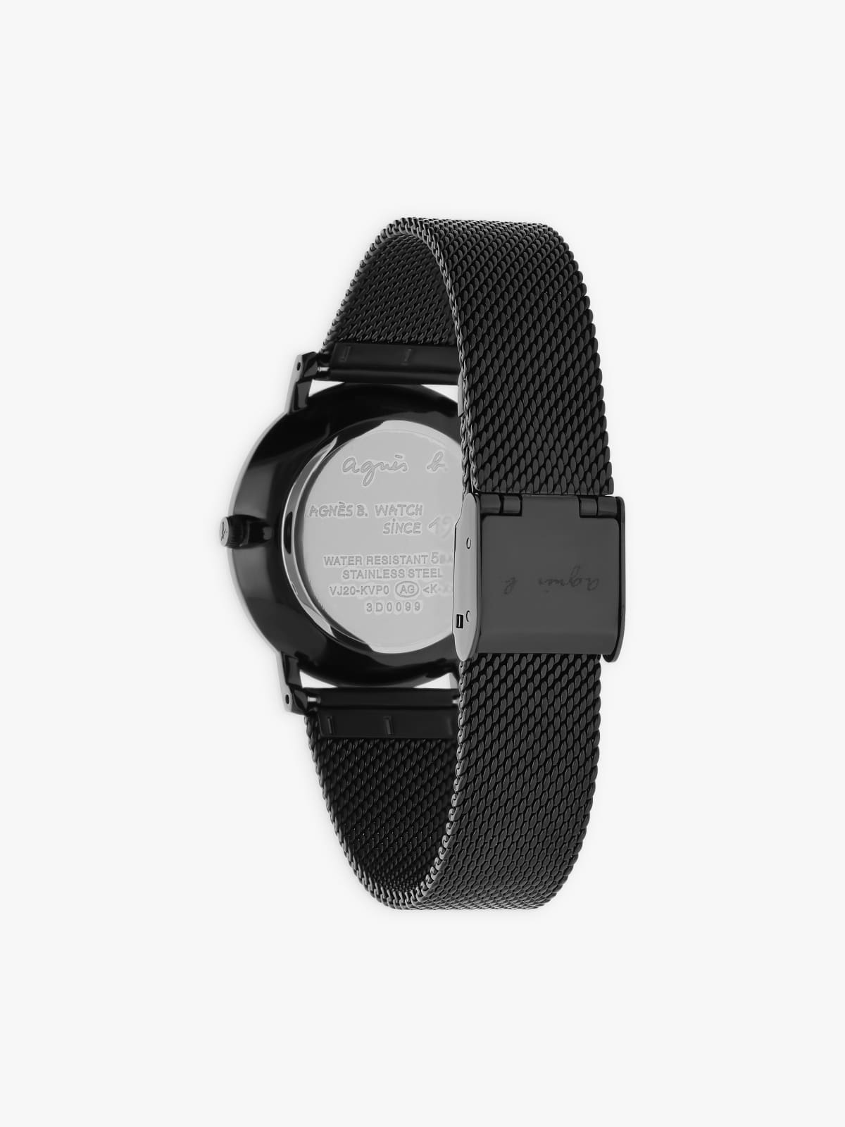 black leather watch "b."