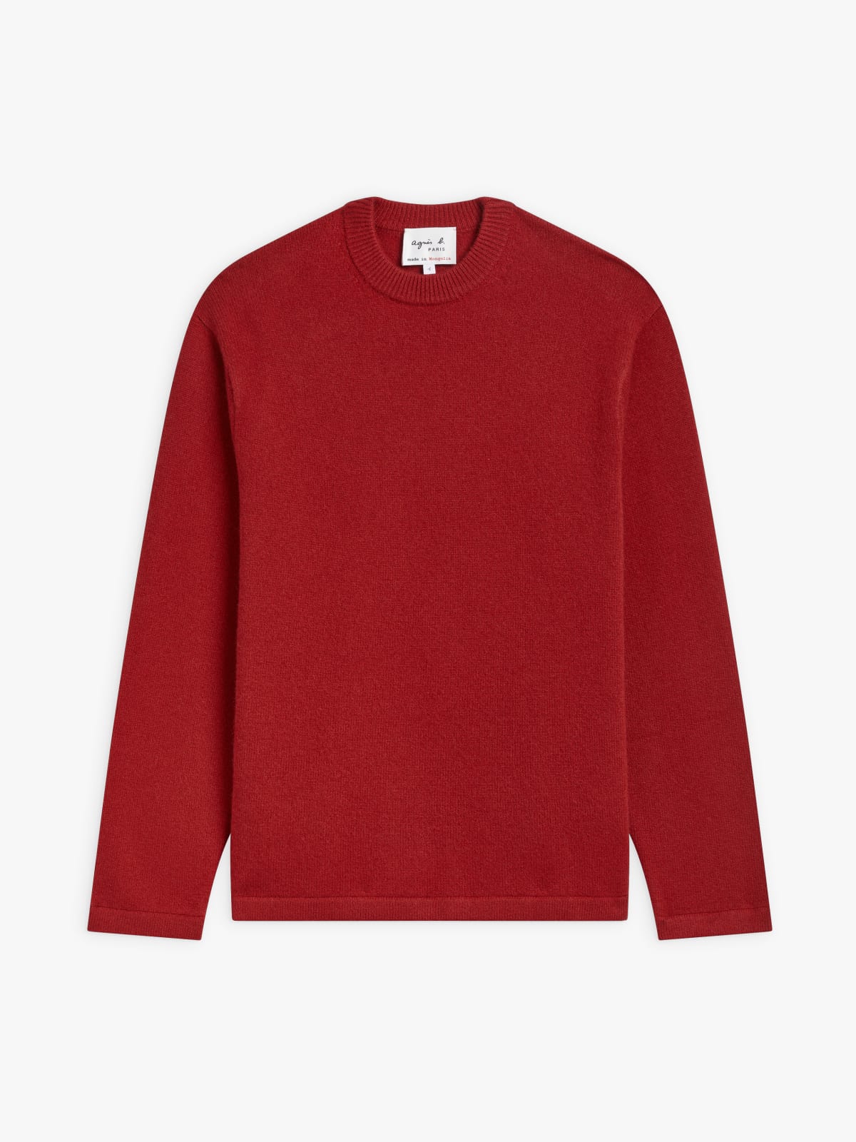 red cashmere crew-neck jumper