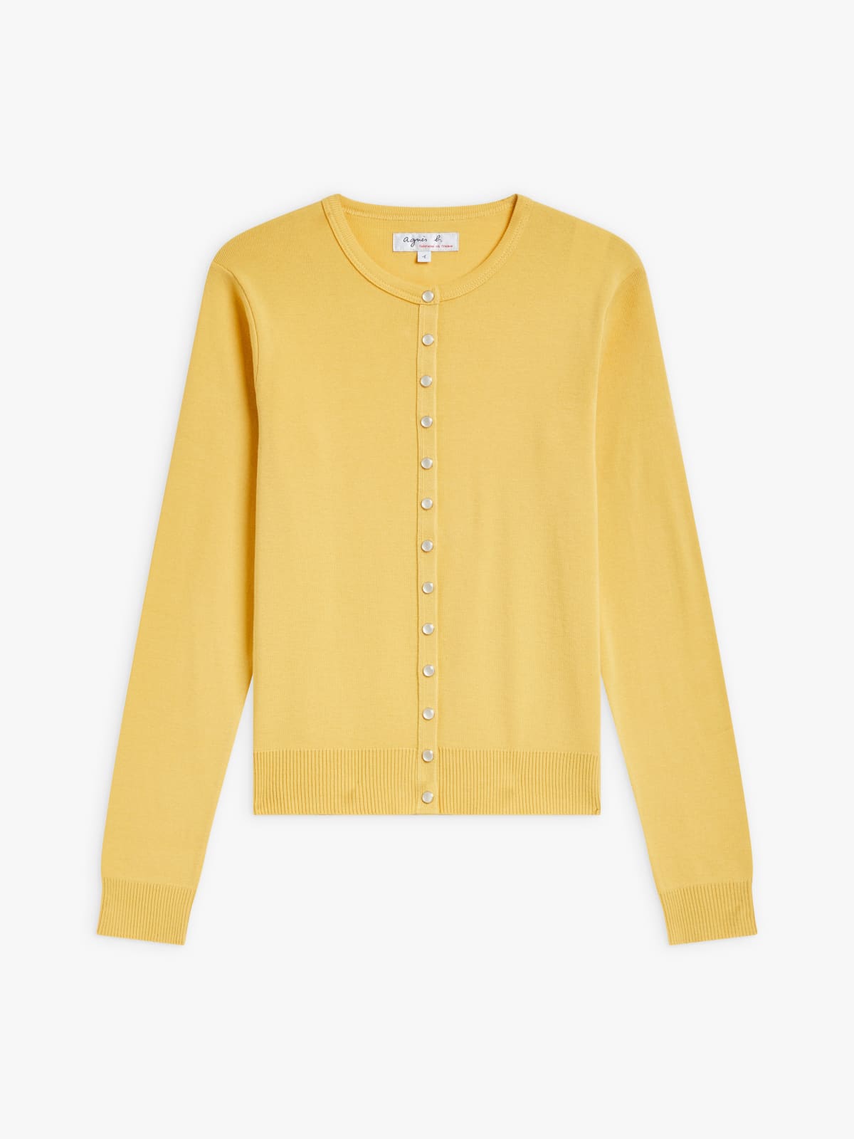 yellow cotton knit Swing snap cardigan