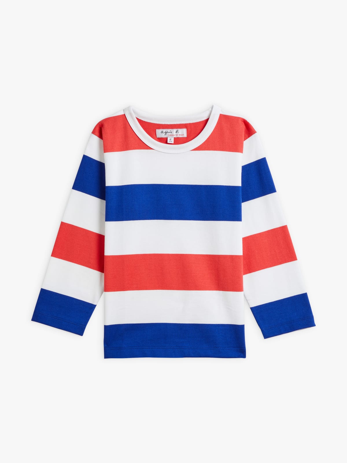 white, blue and red cotton striped France t-shirt