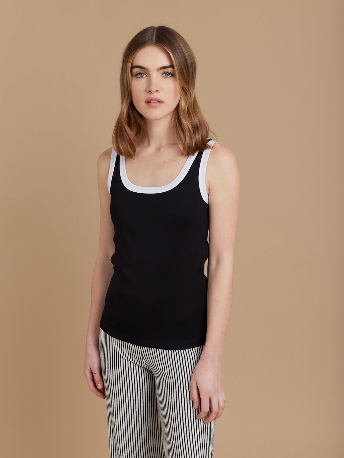 black cotton 1x1 ribbed Gaston tank top