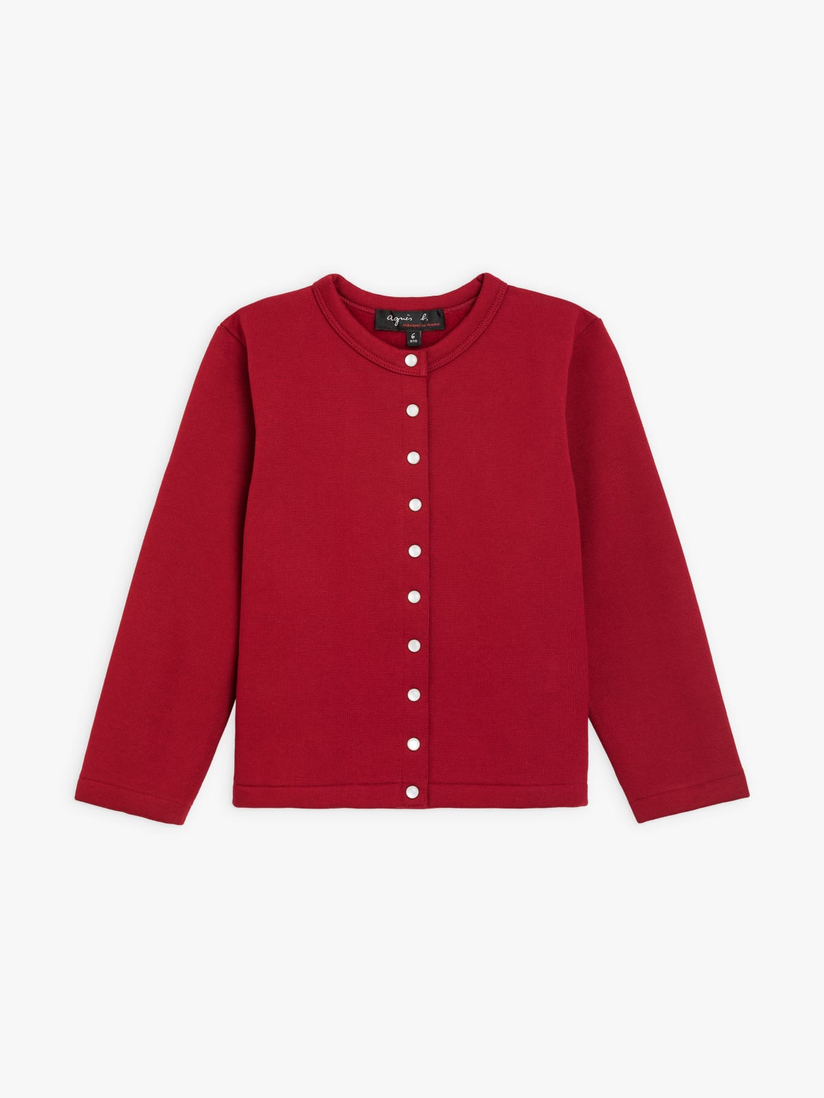 dark red "12 ans" snap cardigan