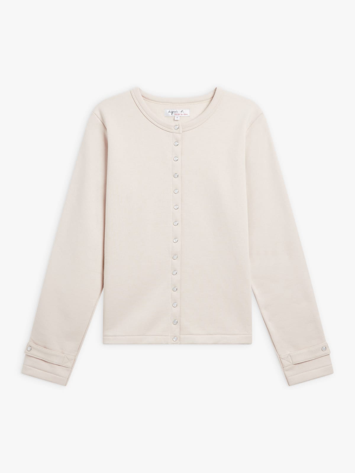 beige cotton fleece Rosana snap cardigan