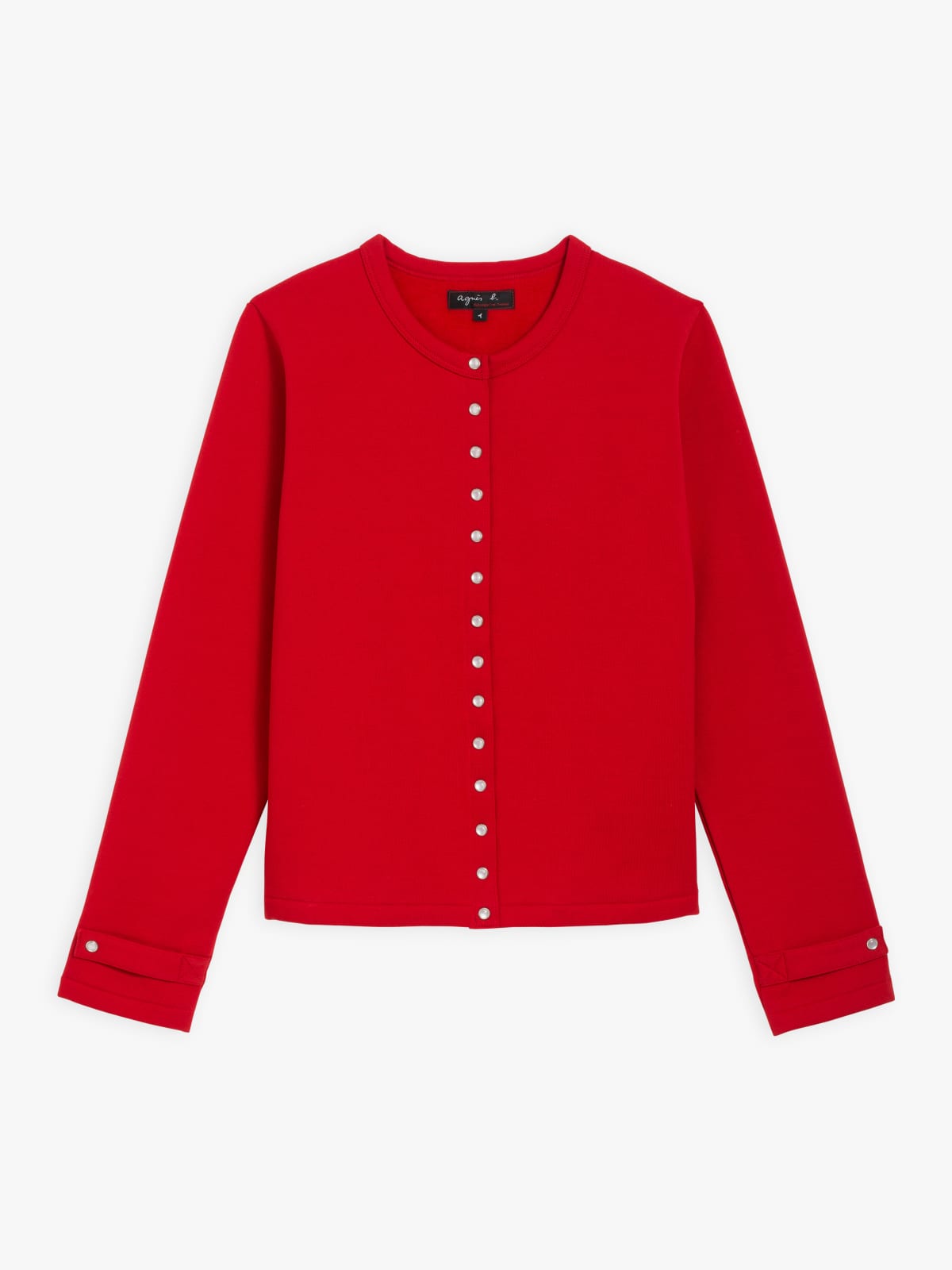 red cotton fleece Rosana snap cardigan