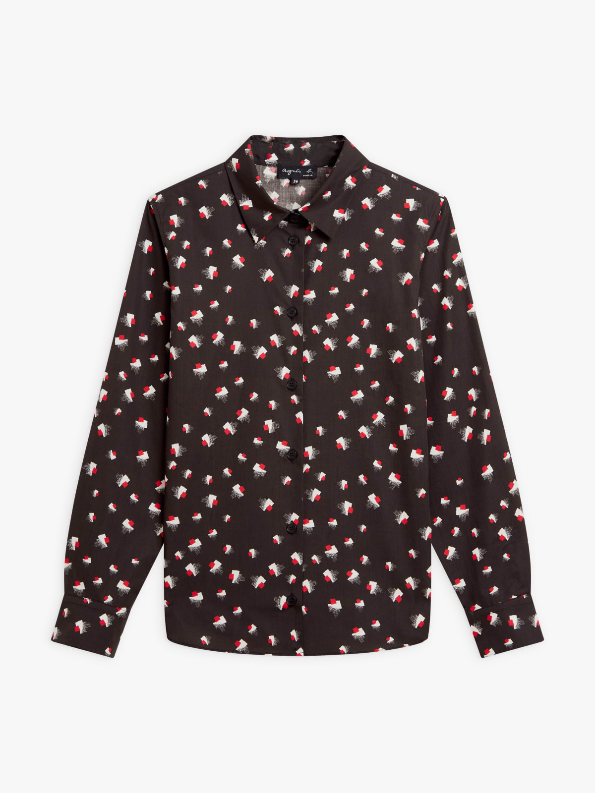 red cotton geometric print Jasmine shirt