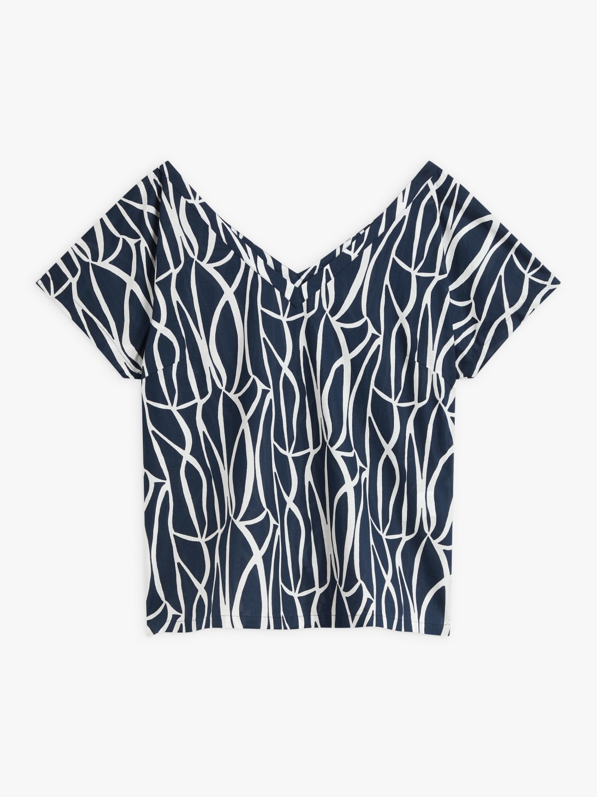 blue cotton geometric print Nami top