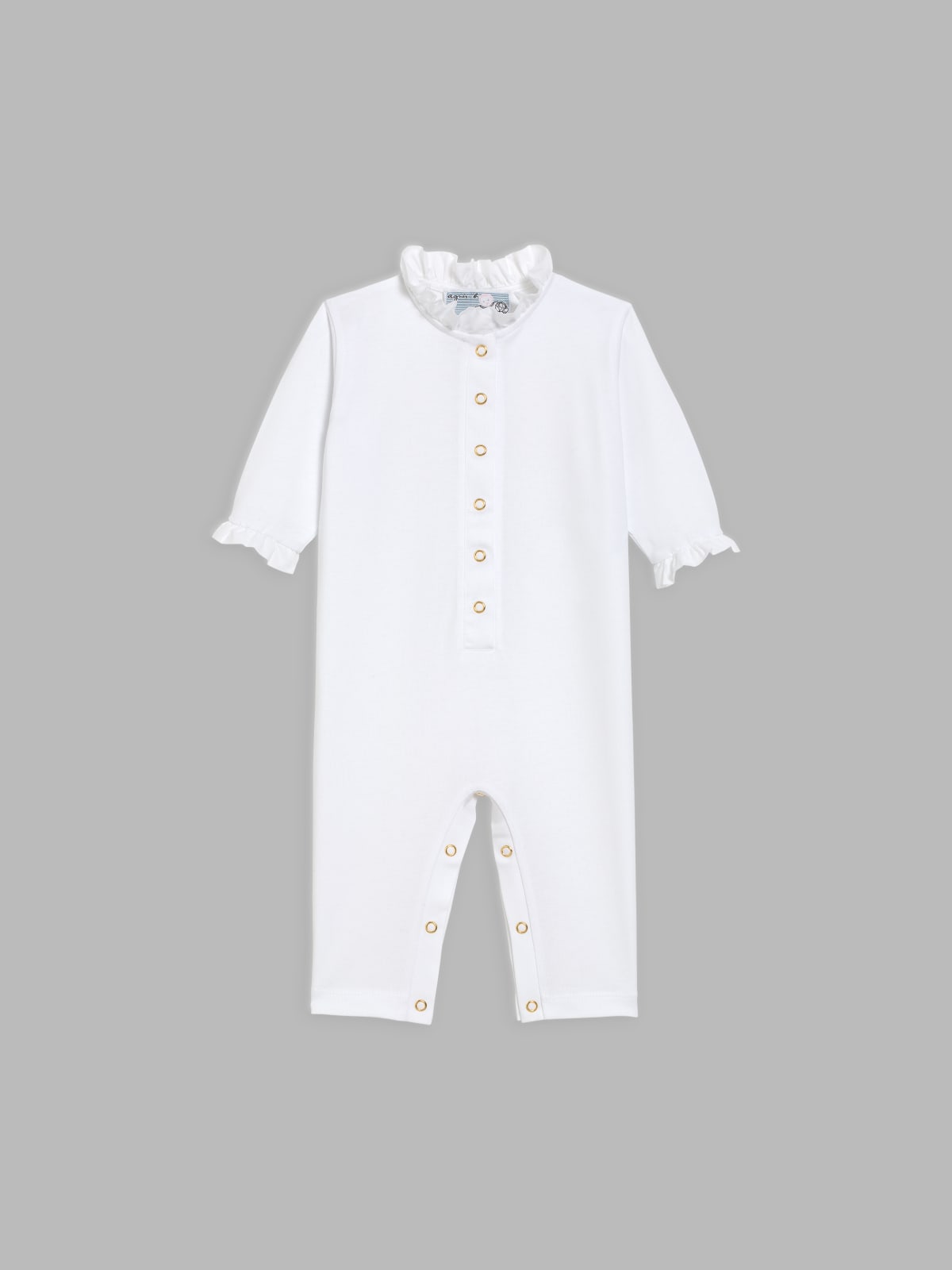 snap sleepsuit with small ruffles