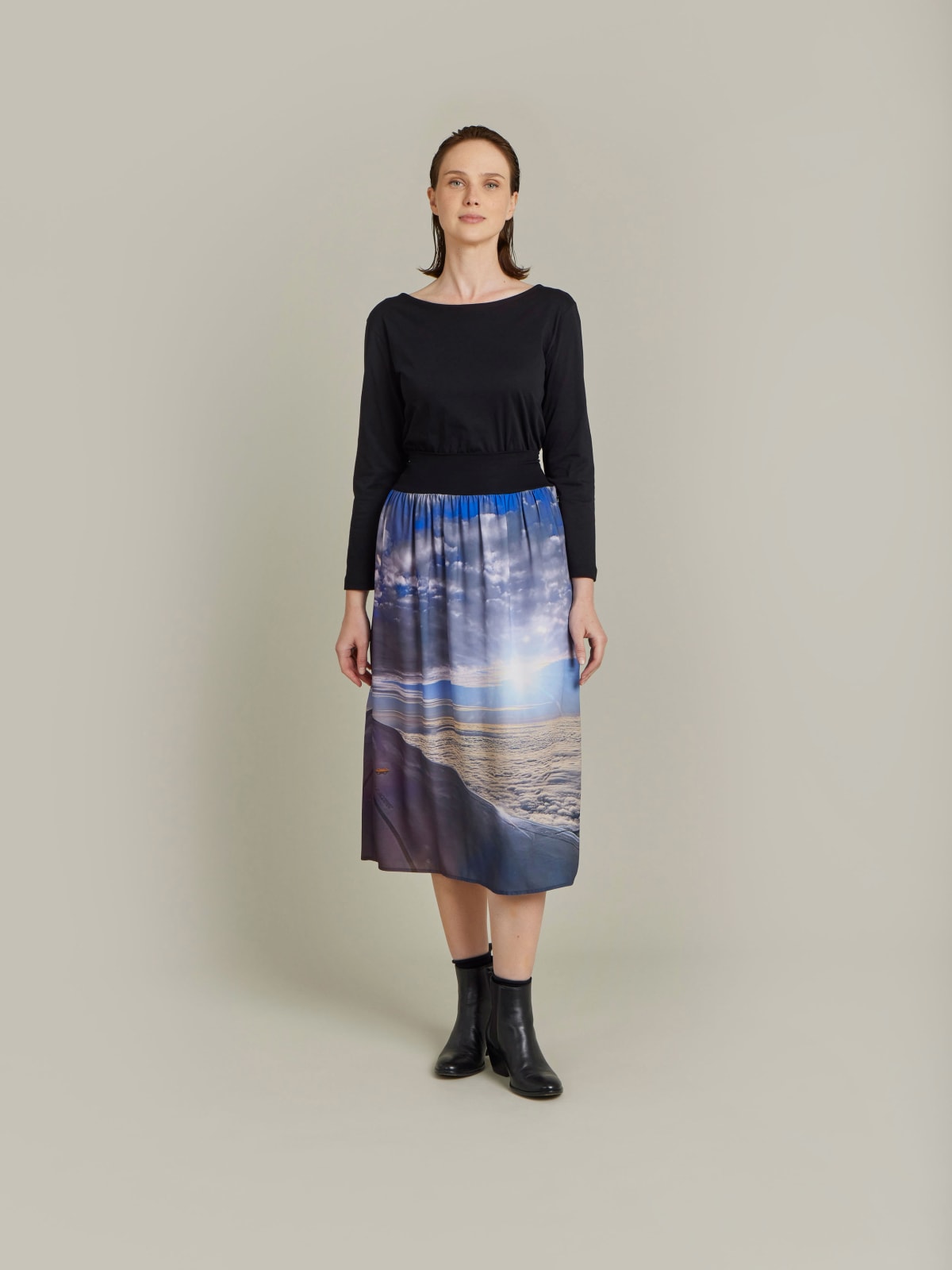 polyester agnès b. photo skirt   