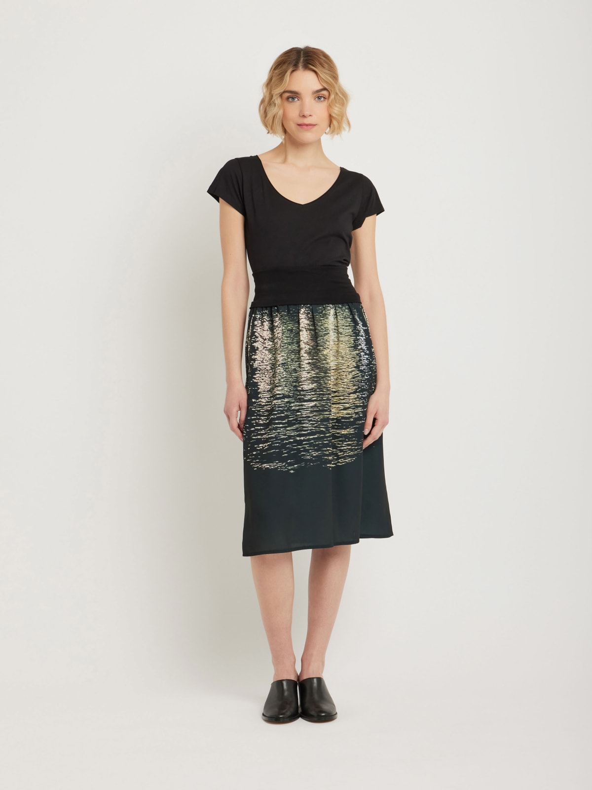 polyester satin skirt with digital print agnès b. photo