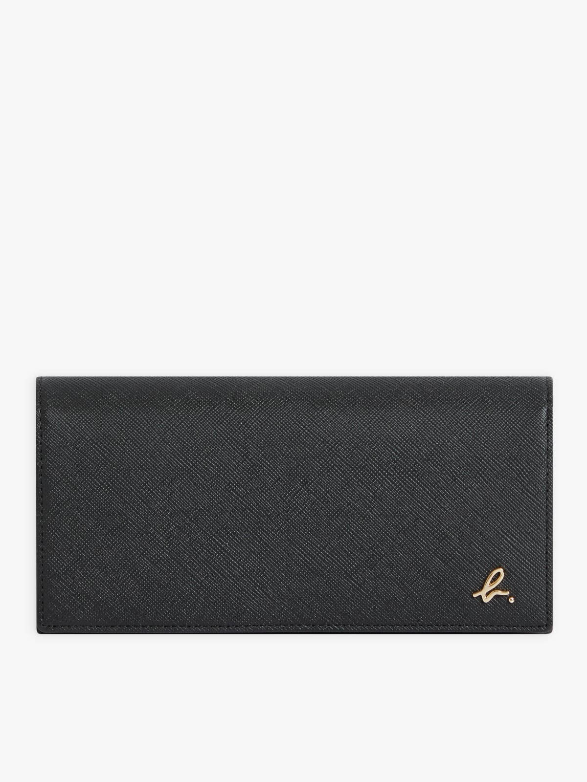 black leather wallet "b."