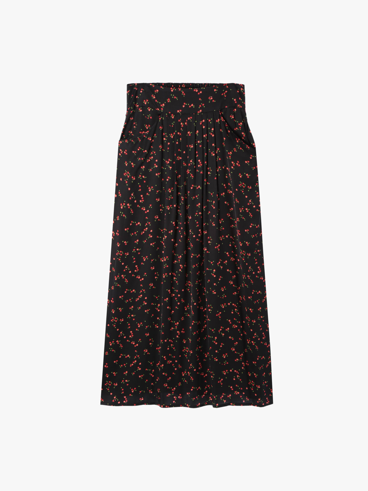 black viscose floral print skirt