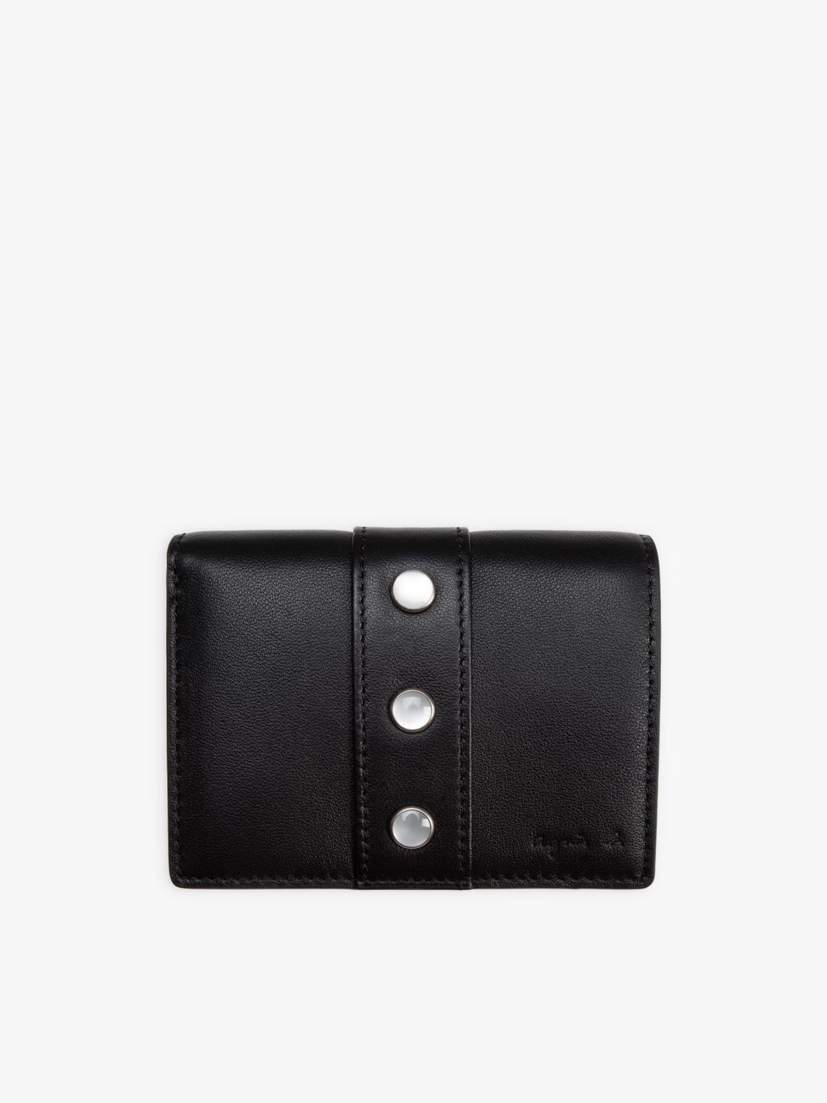 black folding leather wallet with press stud closure