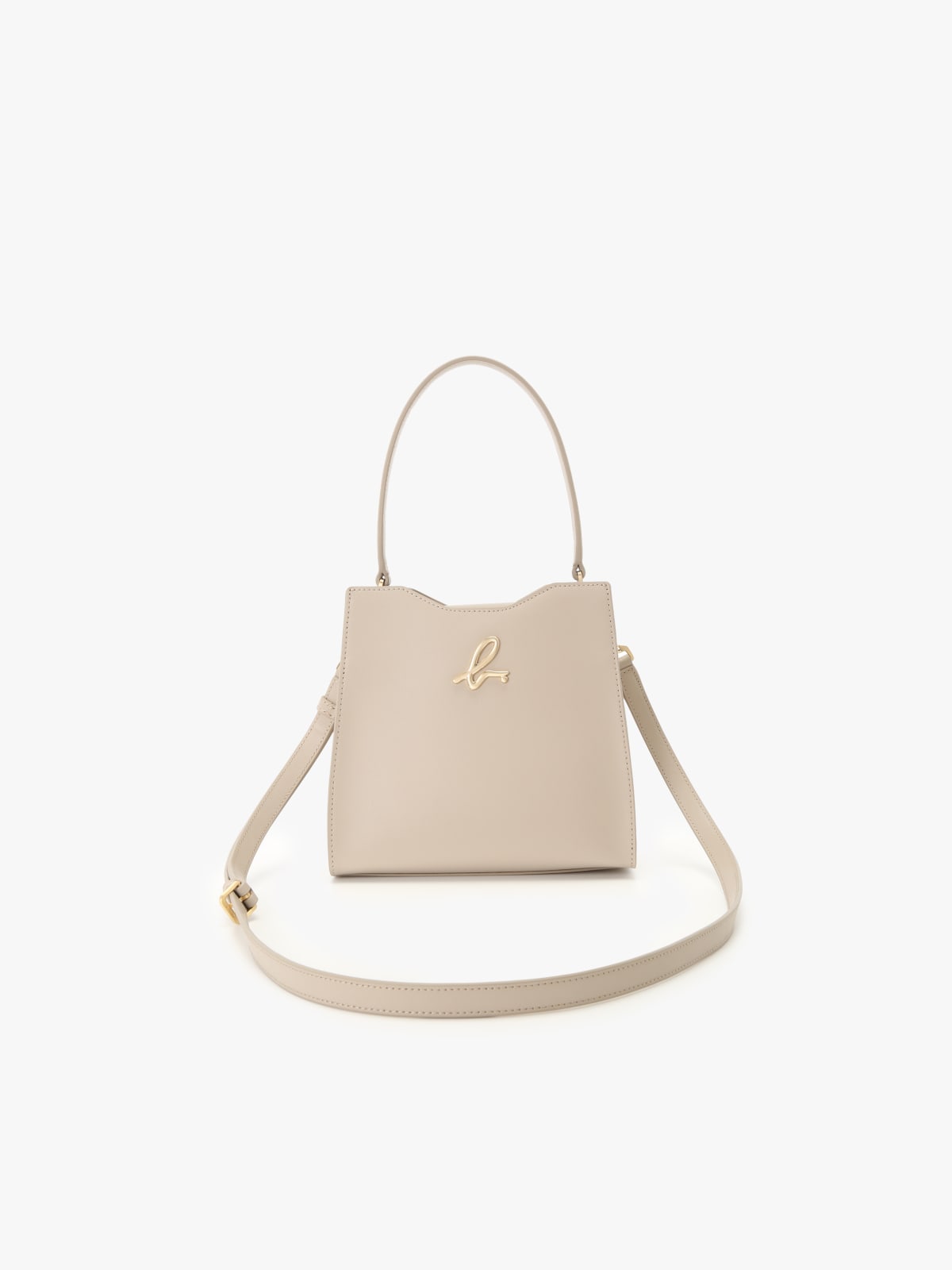 beige leather "b." logo bag