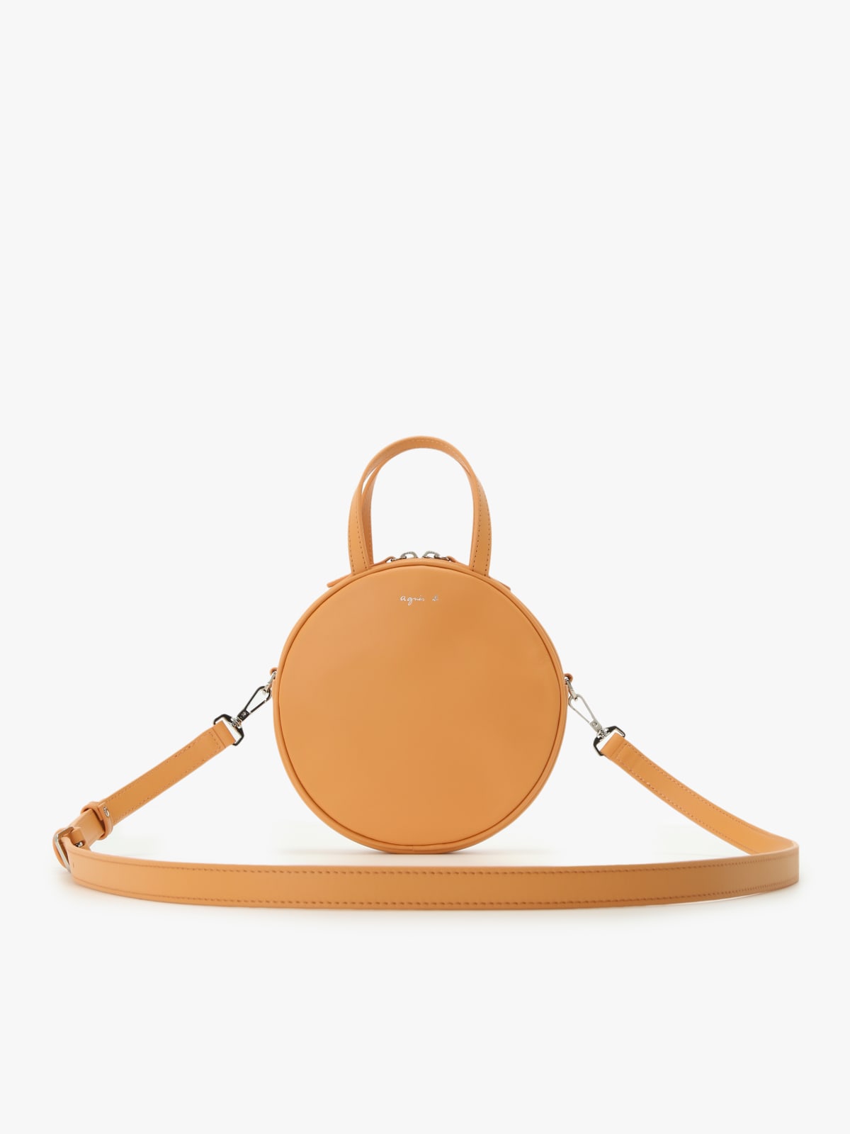 yellow round leather bag