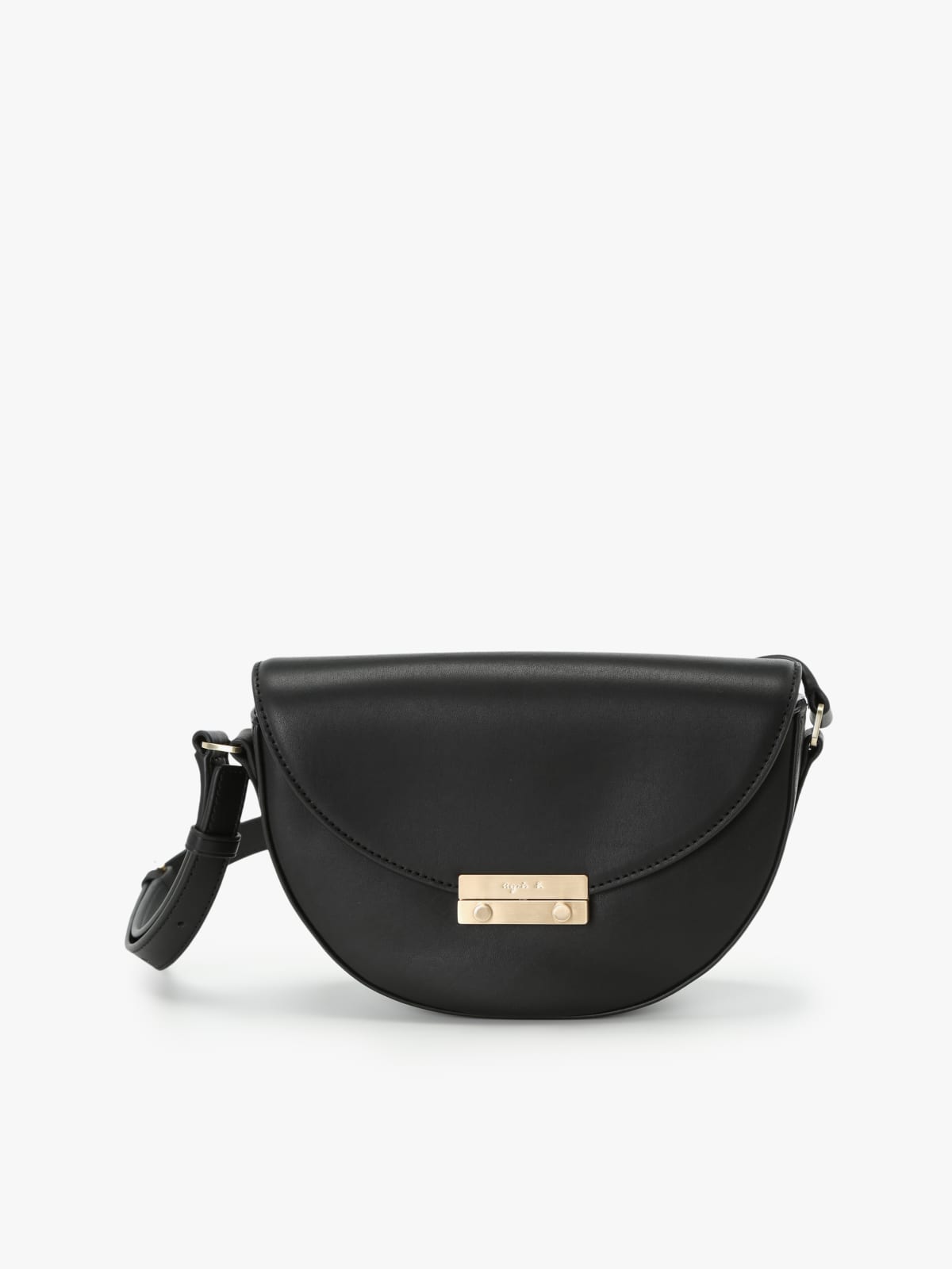 black round leather bag