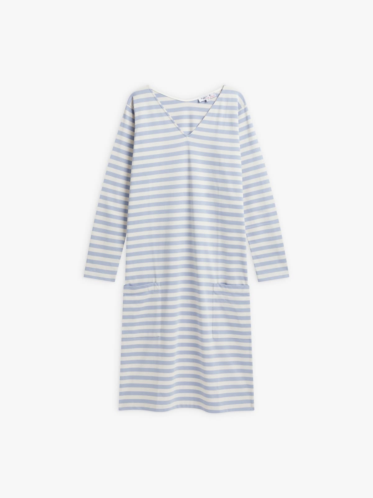 blue and white cotton 12x12 striped Biarritz dress