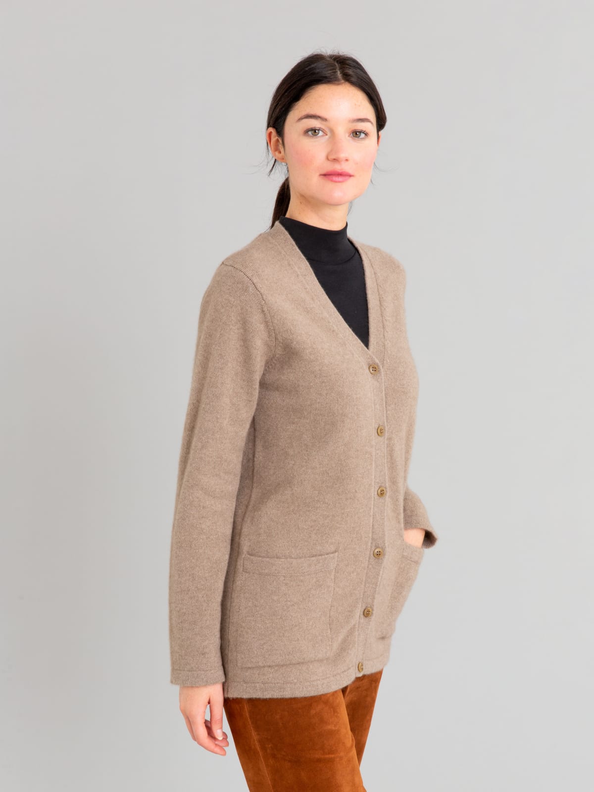 brown cashmere cardigan