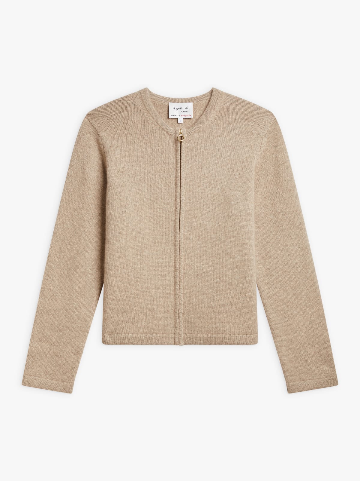 beige cashmere Zip cardigan