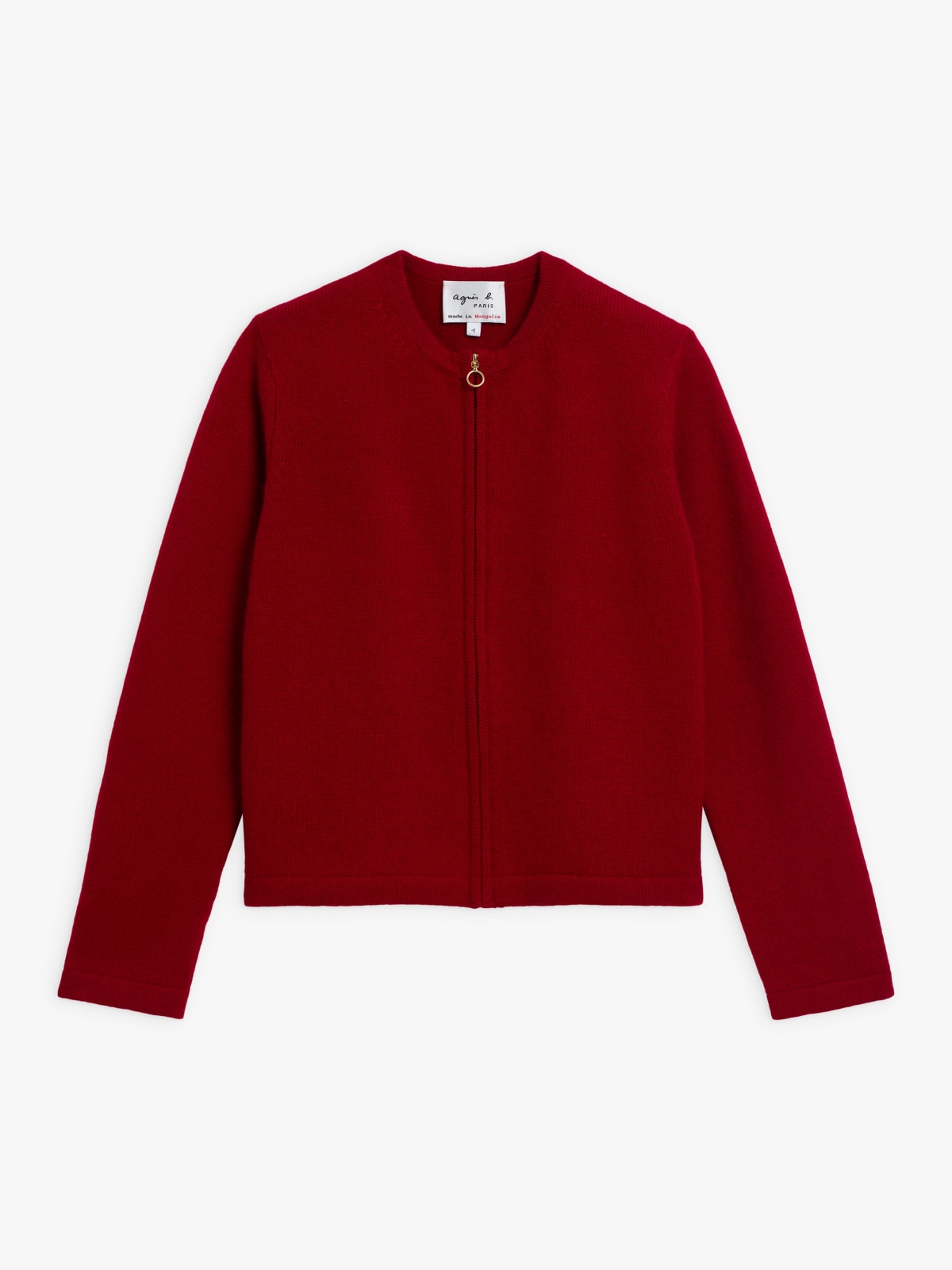 red Zip cashmere cardigan