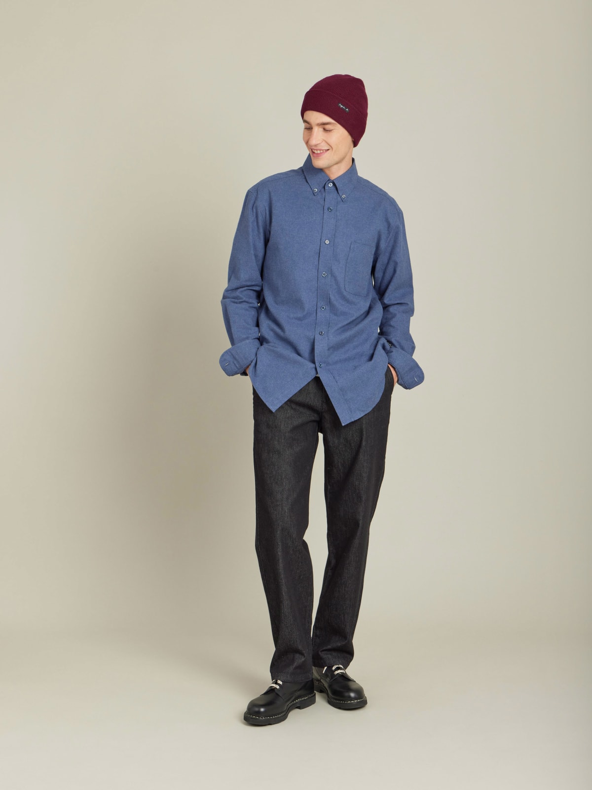 blue cotton flannel Barak shirt 