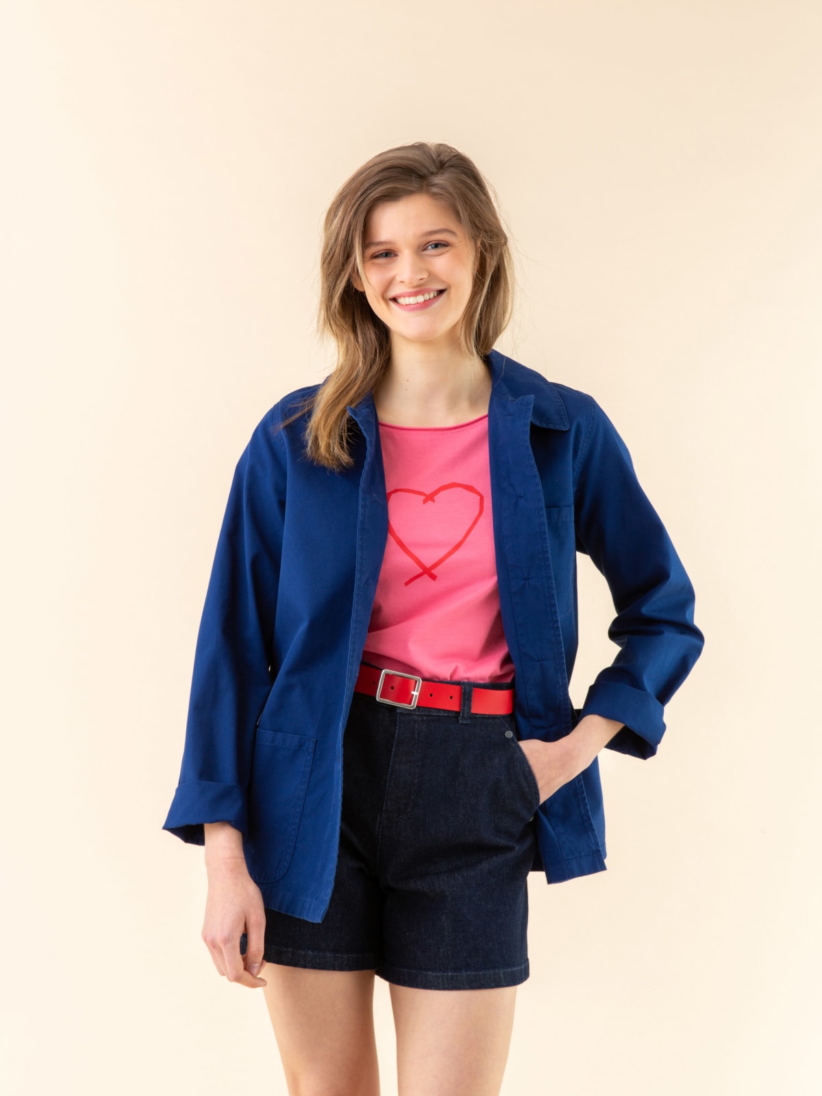 dark blue washed cotton Sanshui jacket