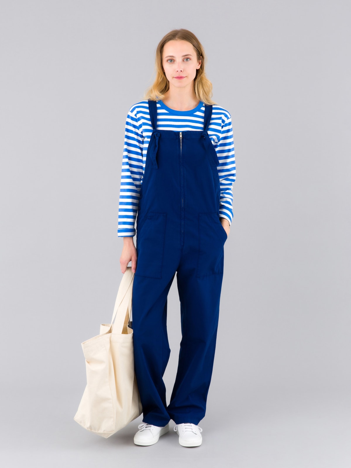 dark blue cotton canvas Jardinier dungarees