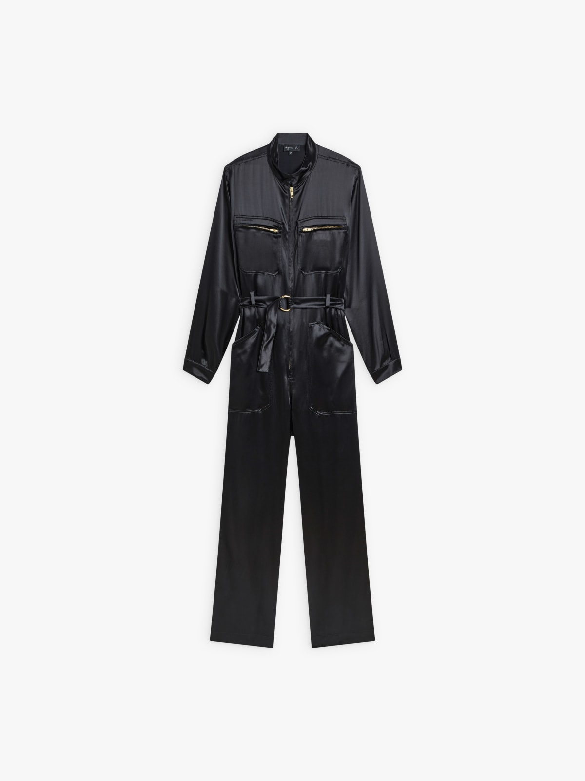 black satin jumpsuit