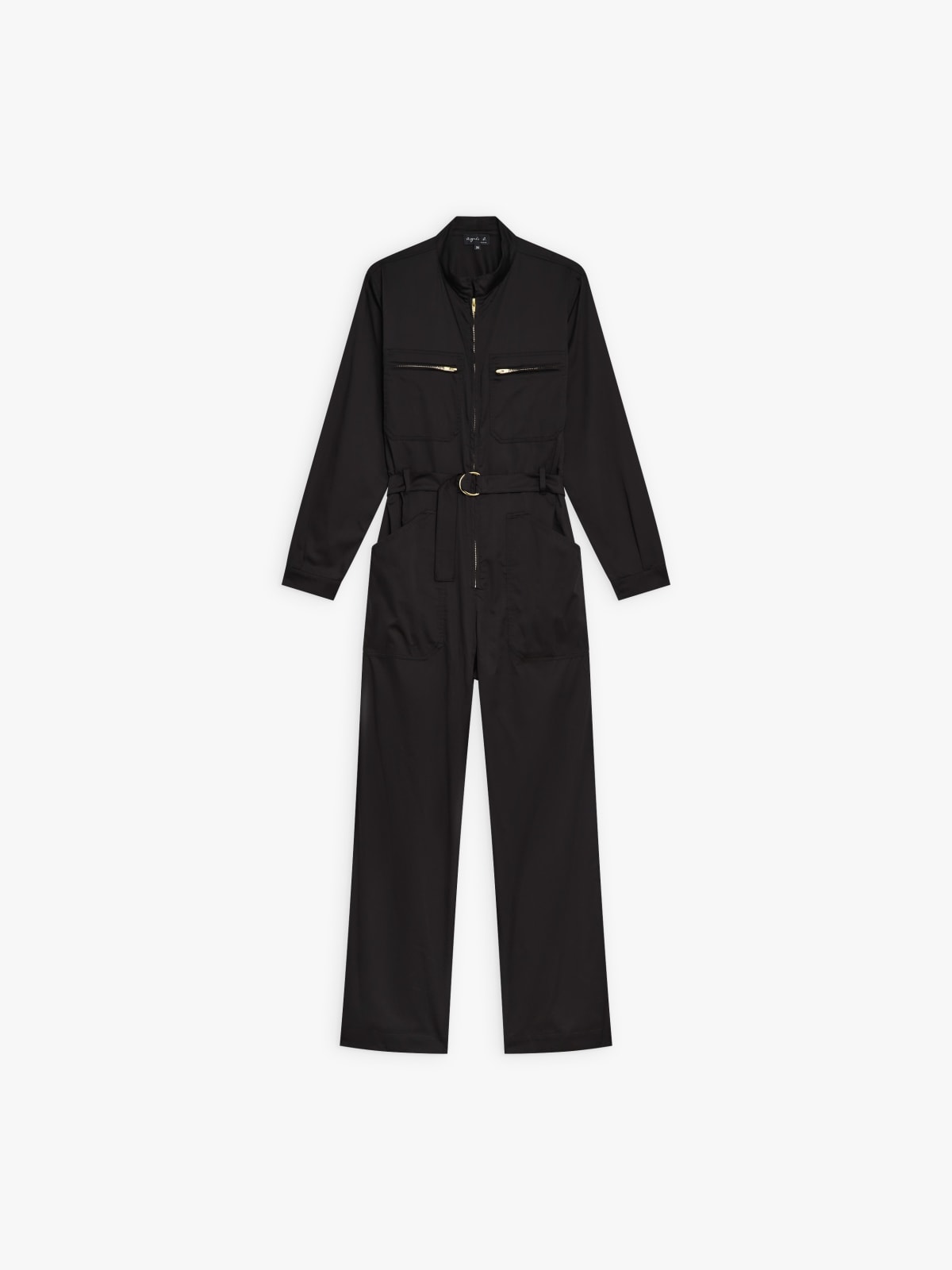 black cotton satin jumpsuit