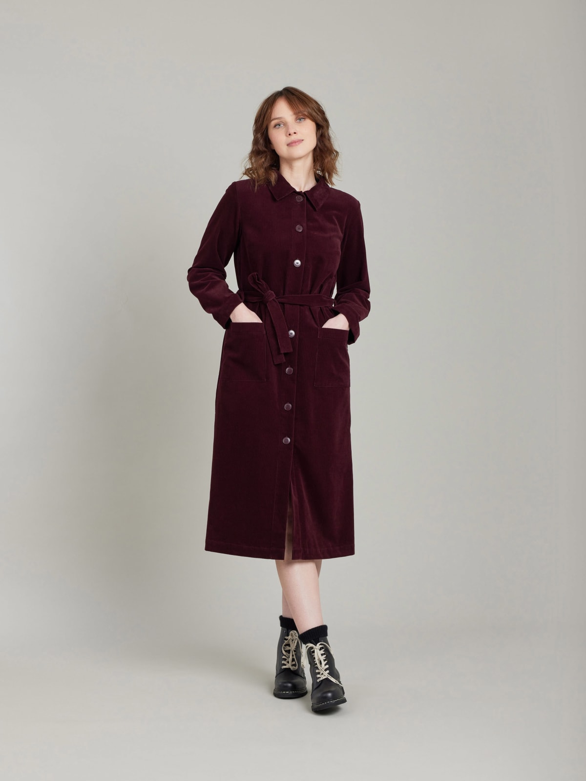 burgundy BB corduroy dress