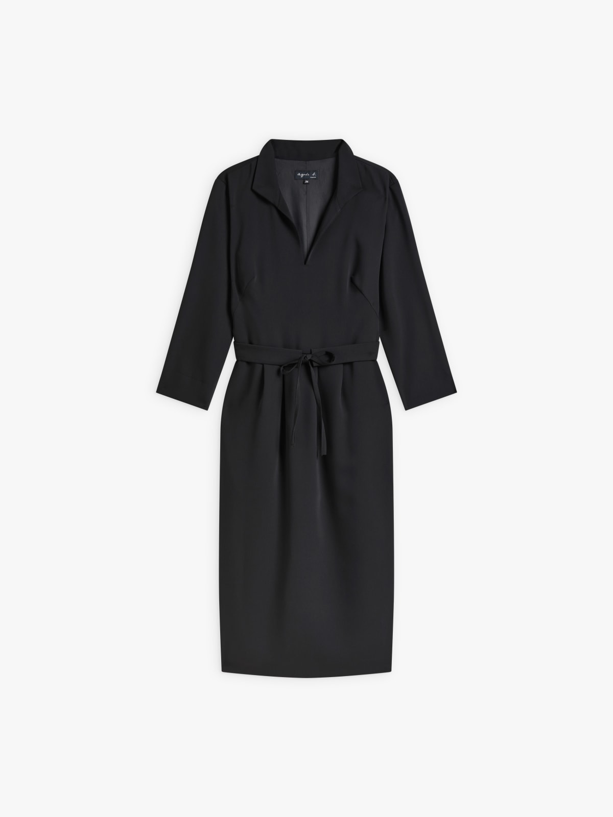 black polyester crêpe dress